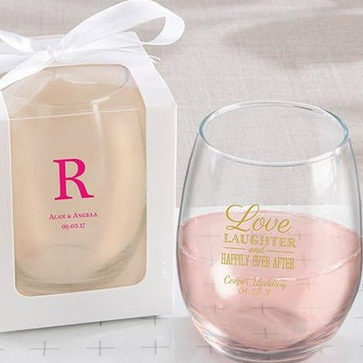 Personalized Stemless 9 OZ. Wine Glass - Forever Wedding Favors