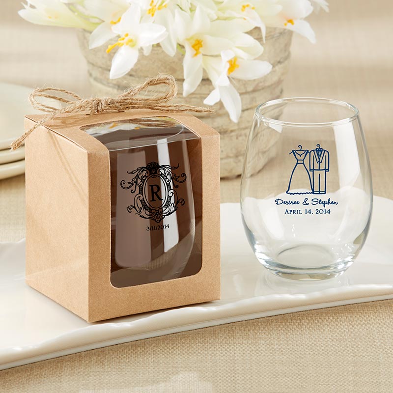 Personalized Stemless 9 OZ. Wine Glass - Forever Wedding Favors