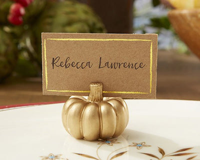 Pumpkin Shaped Place Card Holders - Gold - Forever Wedding Favors