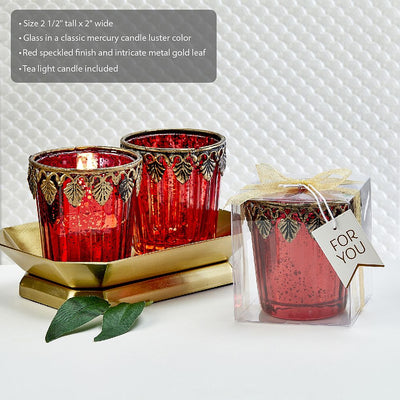 Red Mercury Glass Candle - Forever Wedding Favors