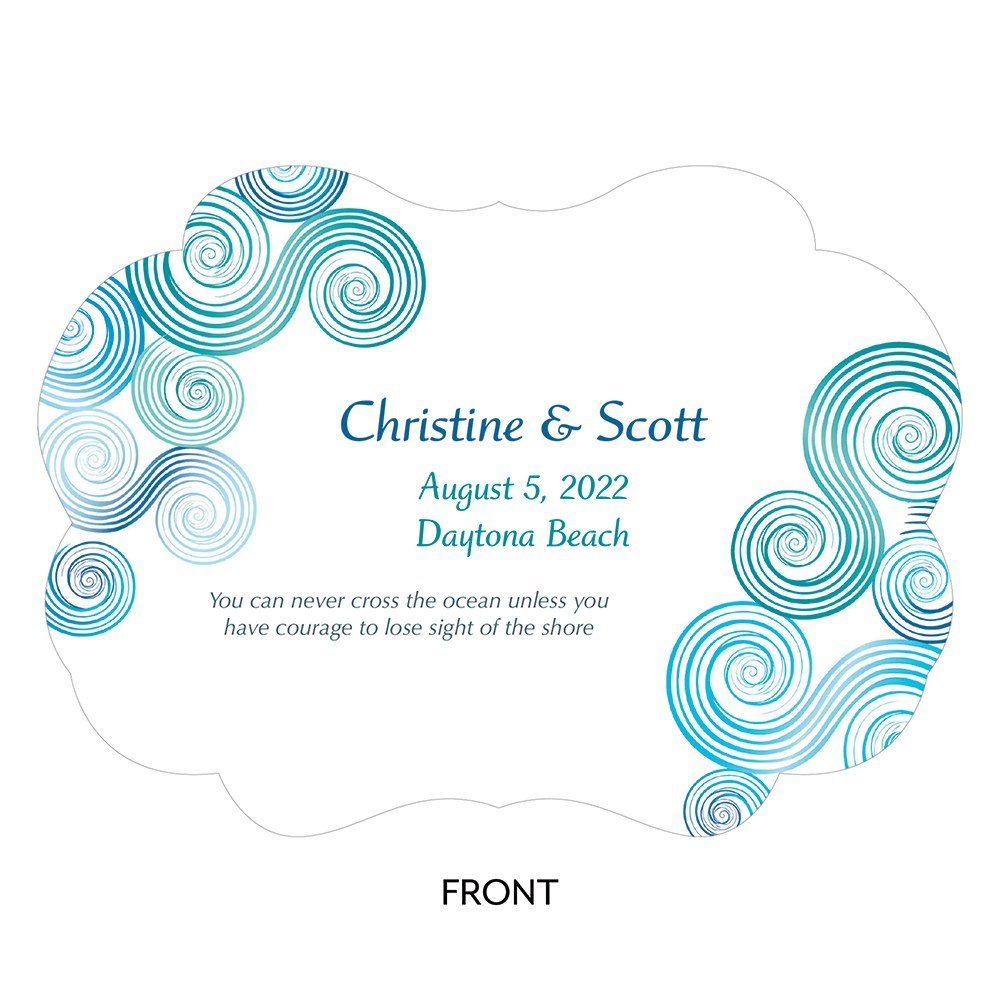 Sea Breeze Personalized Hand Fan - Forever Wedding Favors