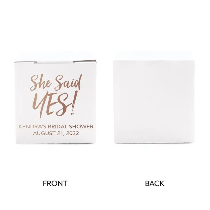 She Said Yes Square Favor Boxes - Forever Wedding Favors