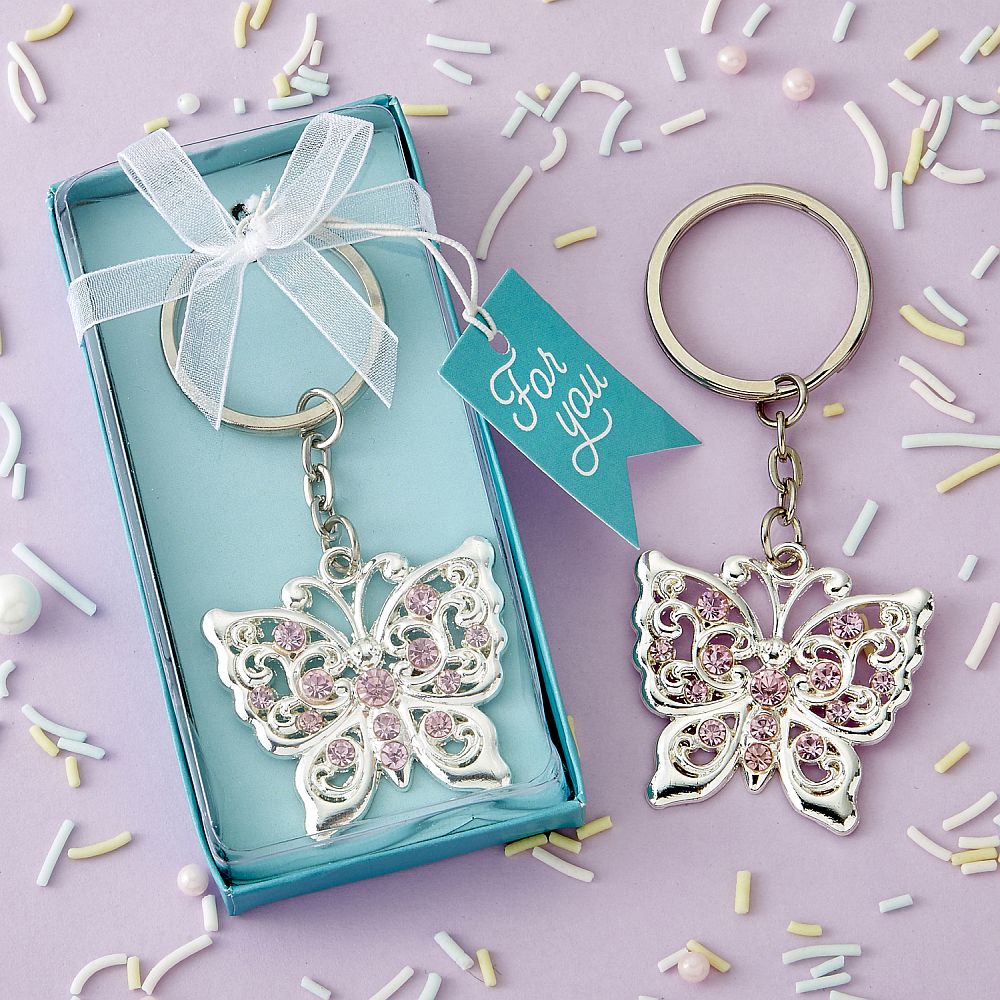 Silver Butterfly Metal Key Chain - Forever Wedding Favors