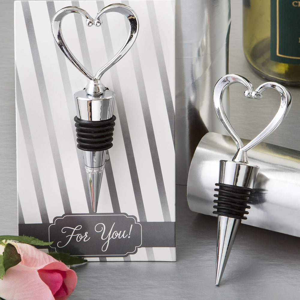 Silver Heart Bottle Stopper - Forever Wedding Favors