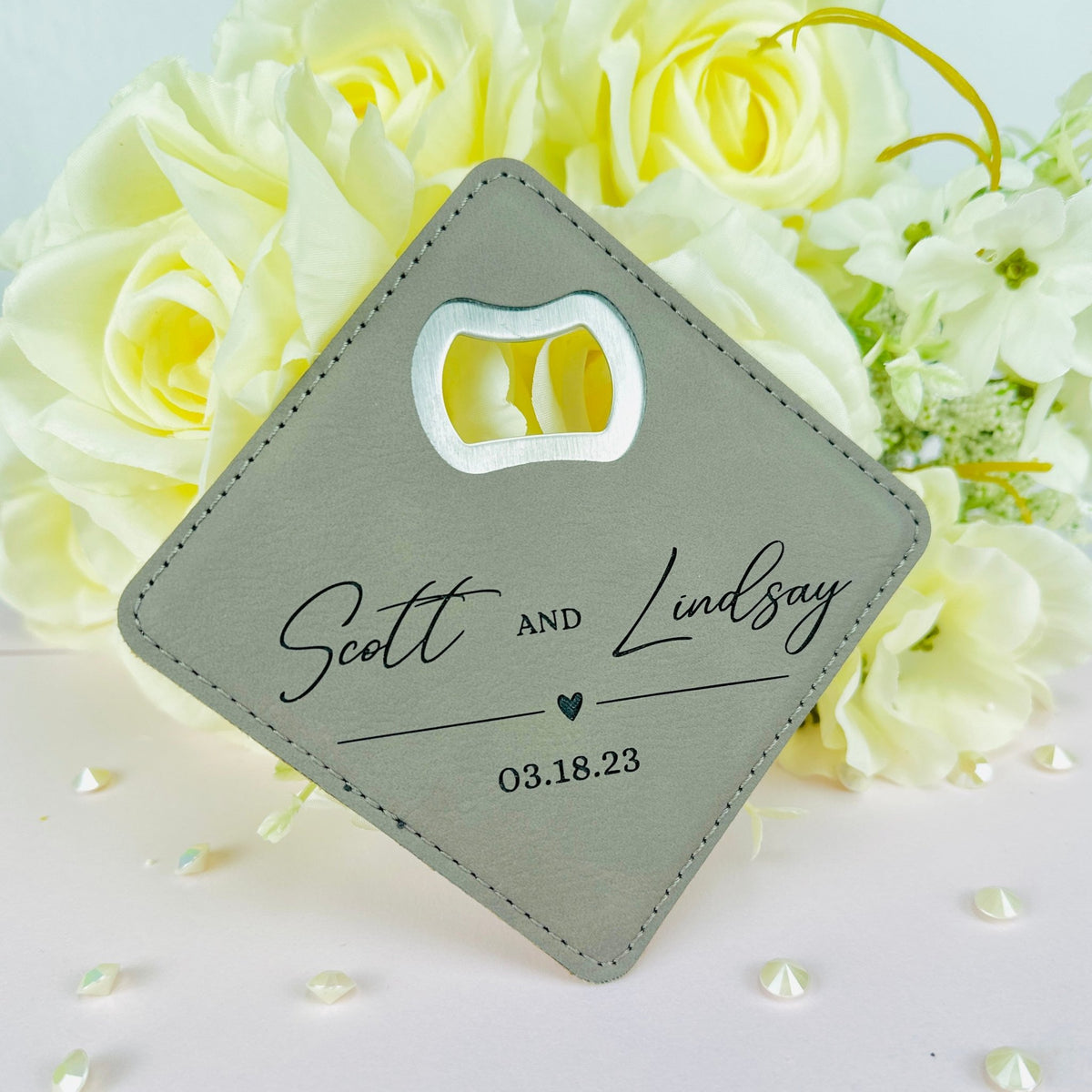 Soulmate Celebration Coaster Bottle Opener - Forever Wedding Favors