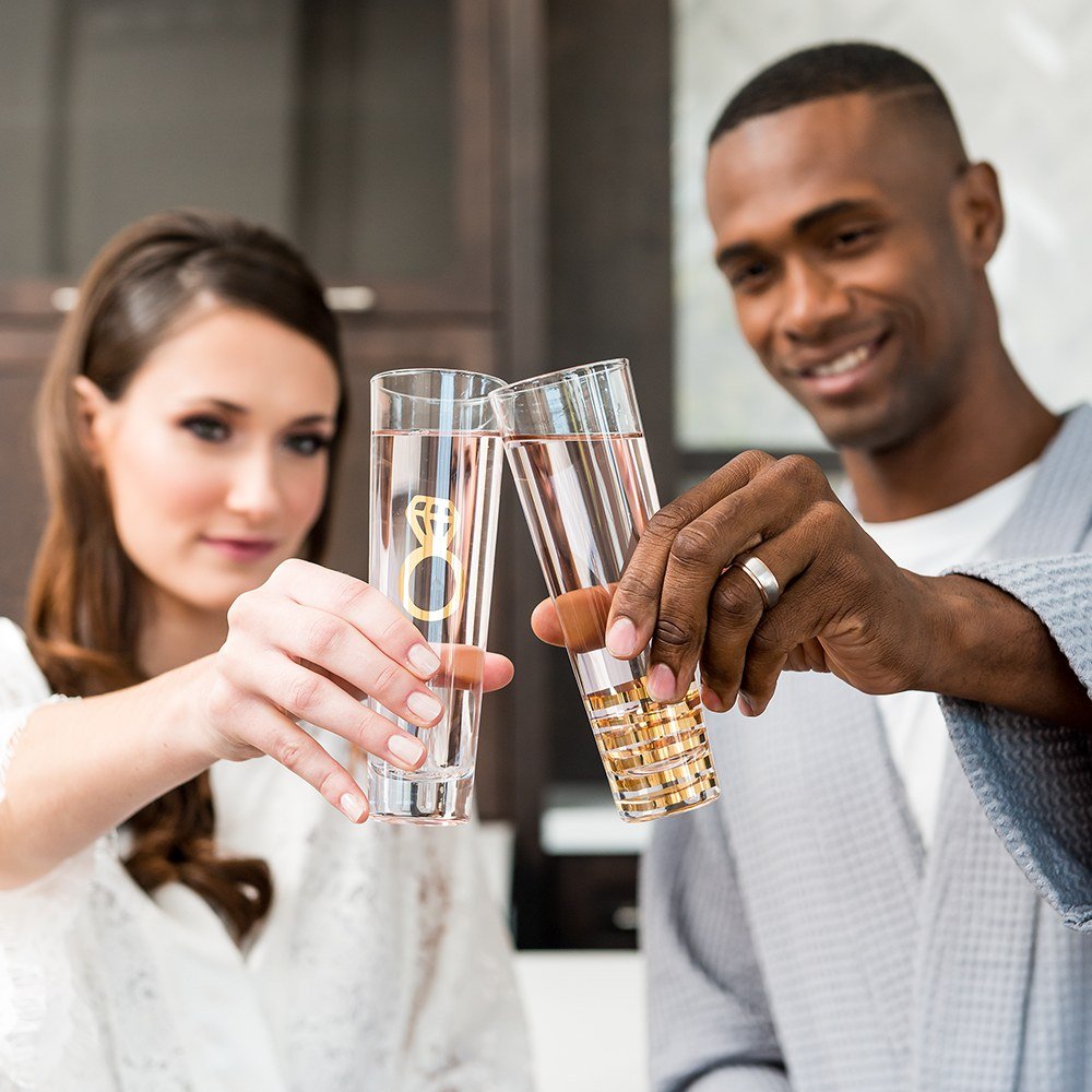 Stemless Toasting Champagne Flute Gift For Wedding Party - Engagement Set Of Two - Forever Wedding Favors