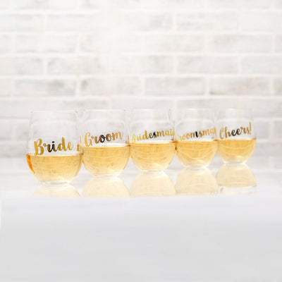 Stemless Toasting Wine Glass Gift For Wedding Party - Bride - Forever Wedding Favors