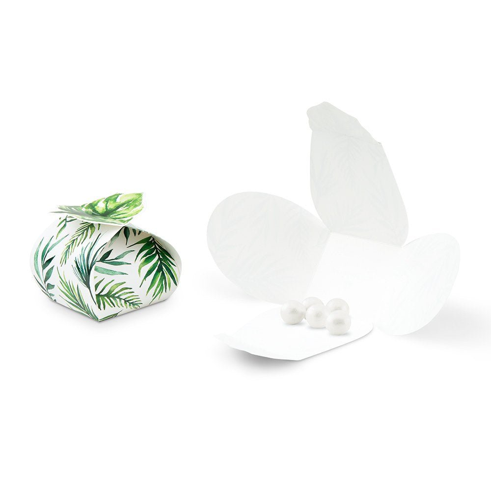 Uniquely Shaped Paper Wedding Favor Boxes - Palm Leaf - Forever Wedding Favors