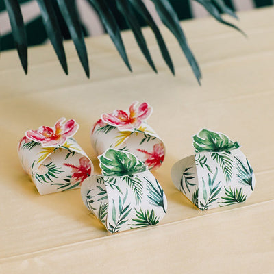 Uniquely Shaped Paper Wedding Favor Boxes - Palm Leaf - Forever Wedding Favors