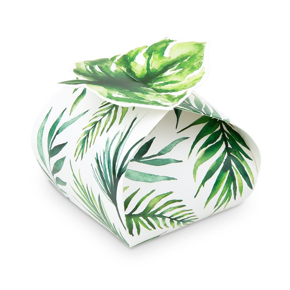 Uniquely Shaped Paper Wedding Favor Boxes - Palm Leaf - Forever Wedding Favors