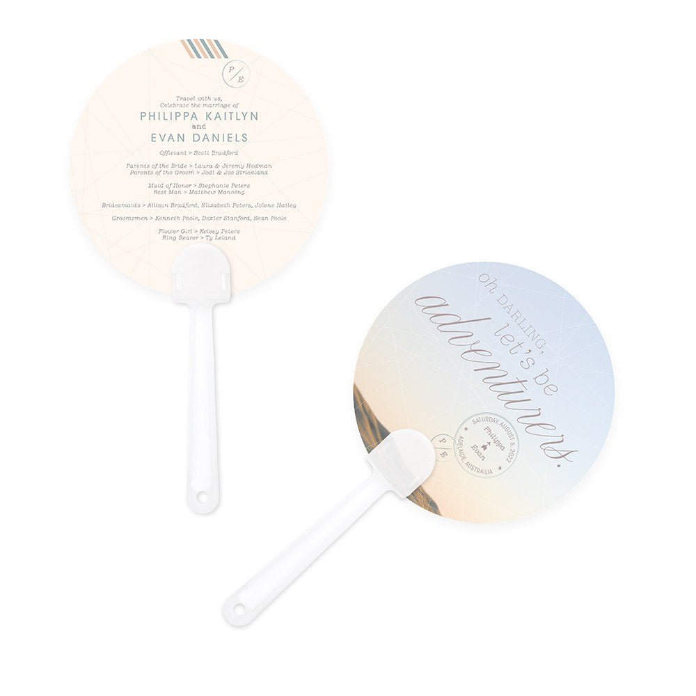 Wanderlust Personalized Hand Fan - Forever Wedding Favors